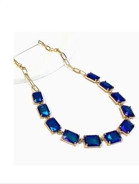 Rectangle Crystal Glass Linked Statement Chain